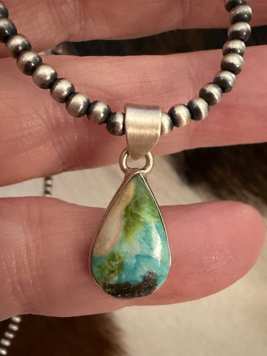 SouthWestArtisans Jewelry - ❤️ Sonoran Gold Turquoise Navajo Style Matte Brushed Sterling 925 Unisex Pendant
